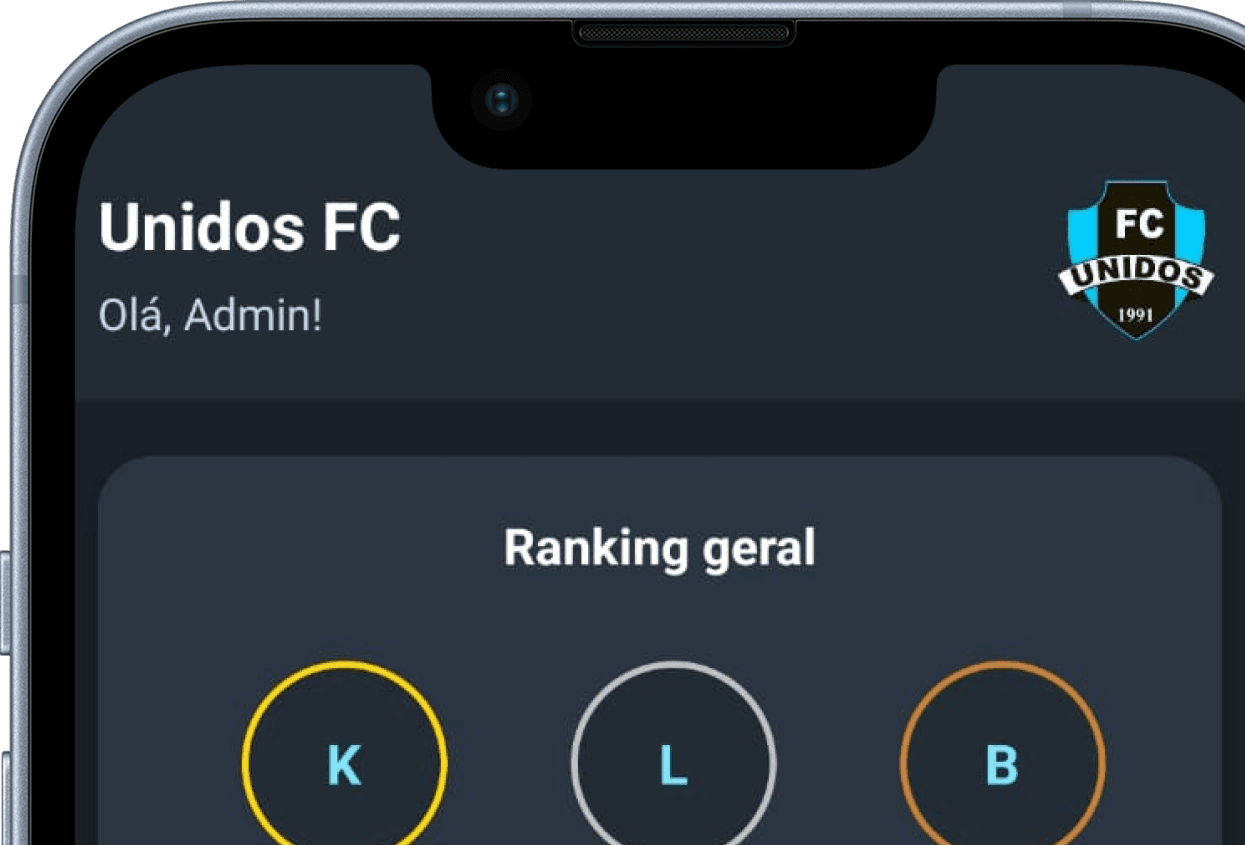 Tela de ranking geral do Unidos FC